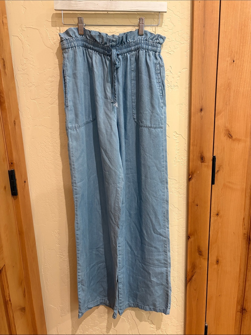 Love Tree Light Blue Wide-Leg Drawstring Pants
